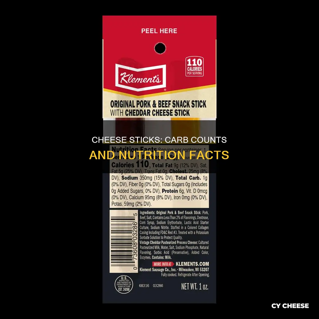 how many carbs in 1 cheddar cheese stick