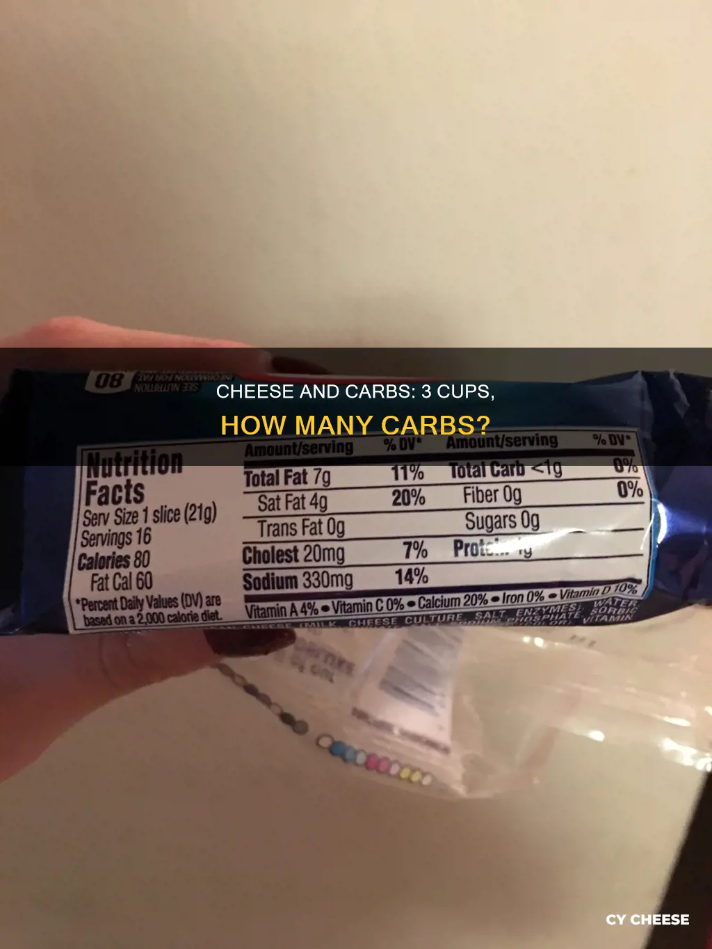 how many carbs in 3 cups cheese