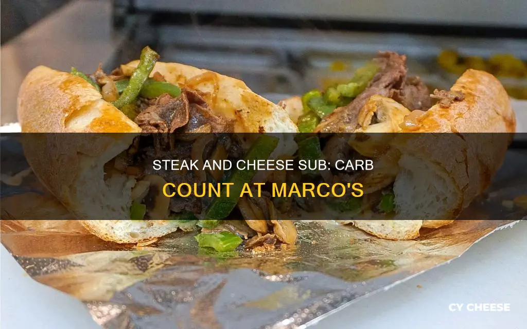 how many carbs in a marcos steak and cheese sub