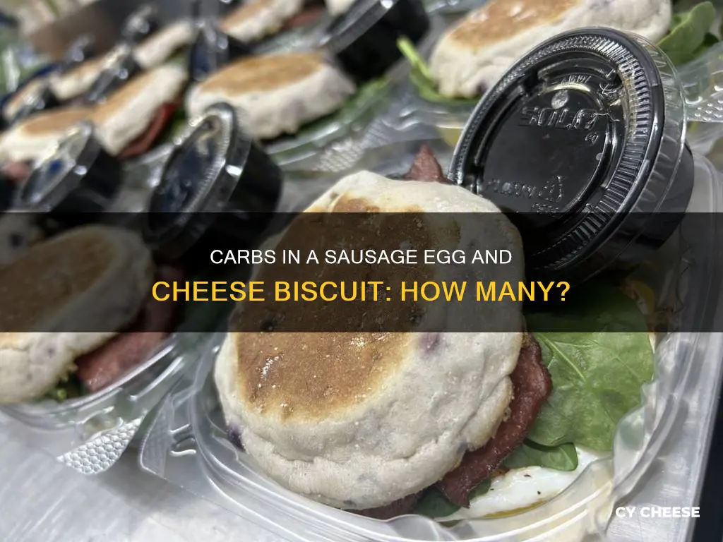 how many carbs in a sausage egg and cheese biscuit