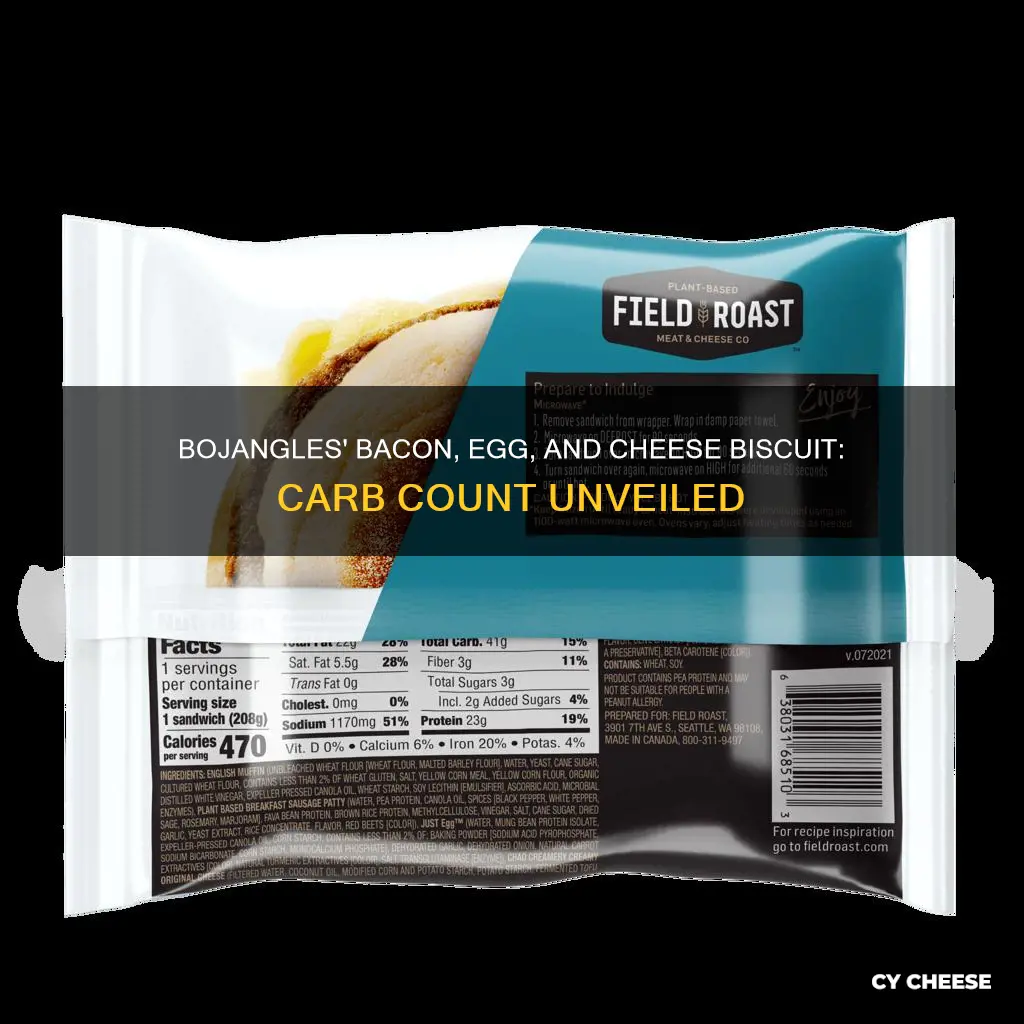 how many carbs in bojangles bacon egg and cheese biscuit