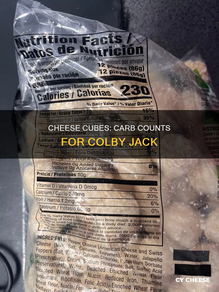 how many carbs in colby jack cheese cubes