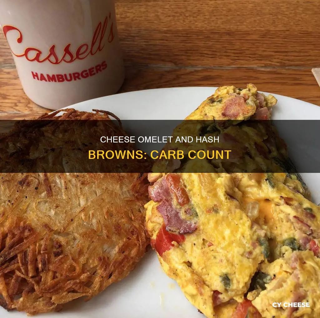 how many carbs in omelet with cheese and hash browns