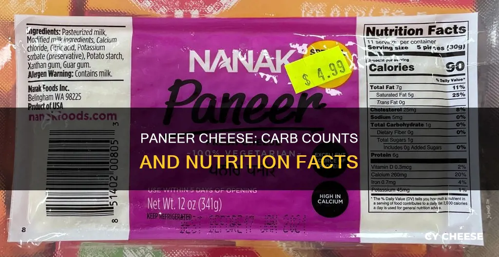how many carbs in paneer cheese