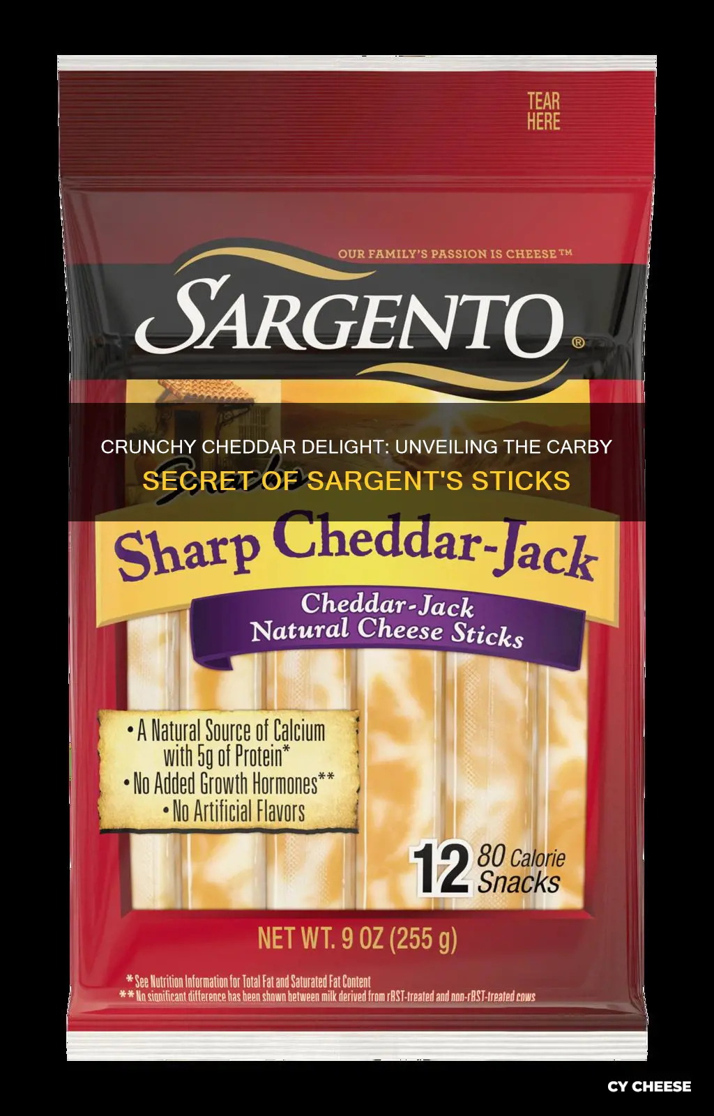 how many carbs in sargento cheddar cheese stick