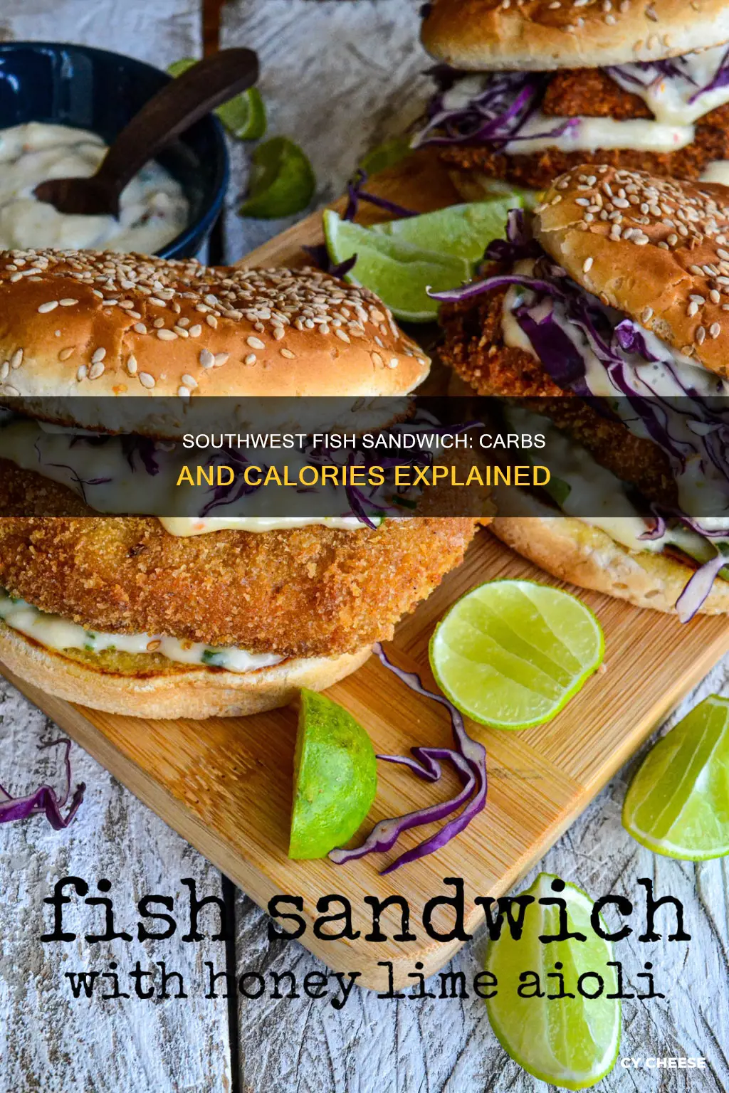 how many carbs in south west fish and cheese sandwich