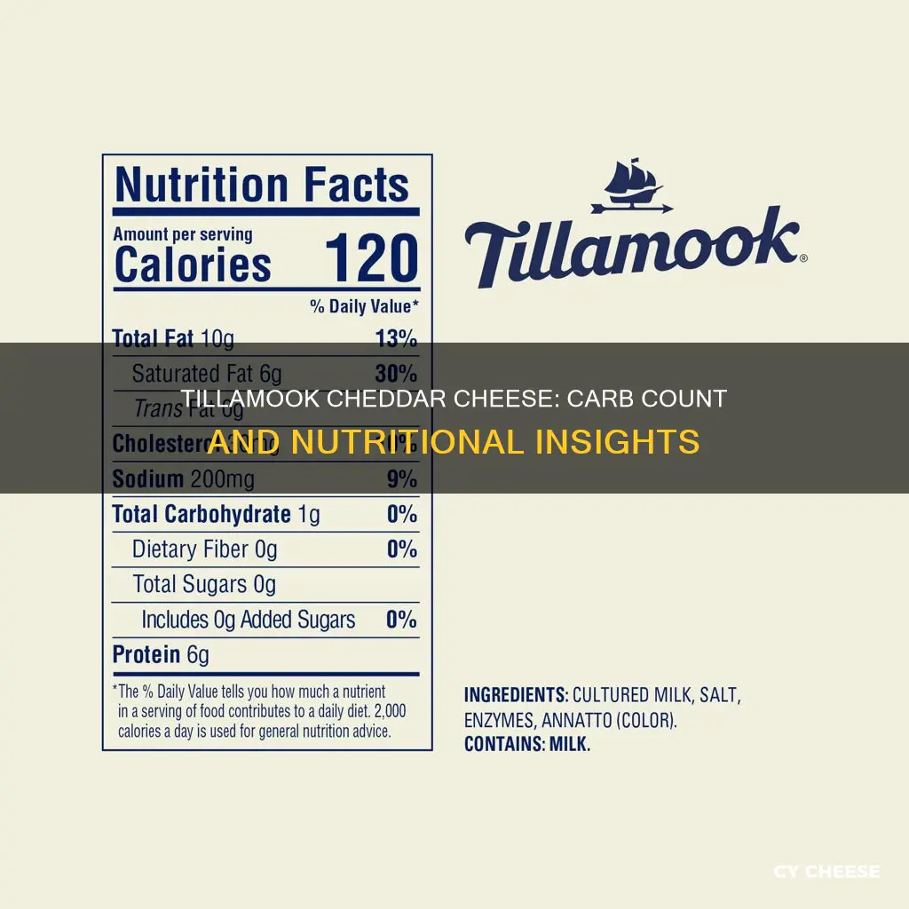 how many carbs in tillamook cheddar cheese