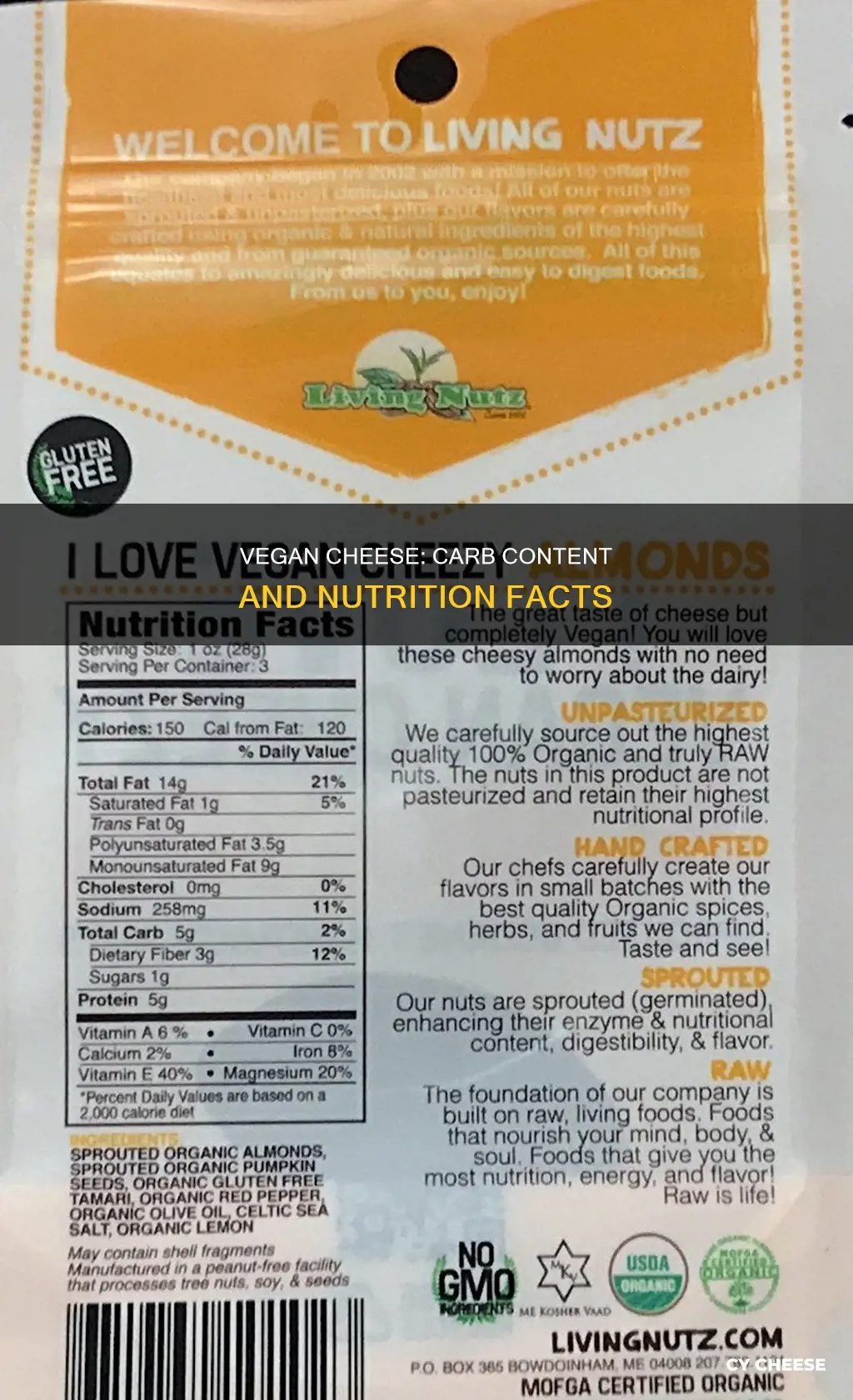 how many carbs in vegan cheese