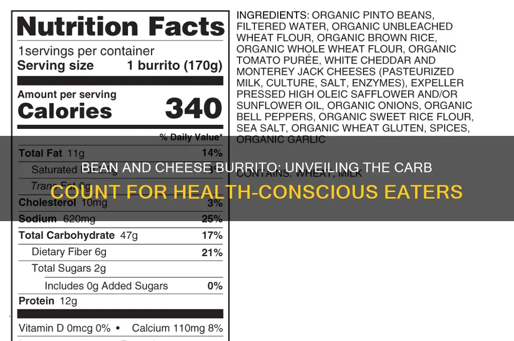 how many crbs in a bean and cheese burrito