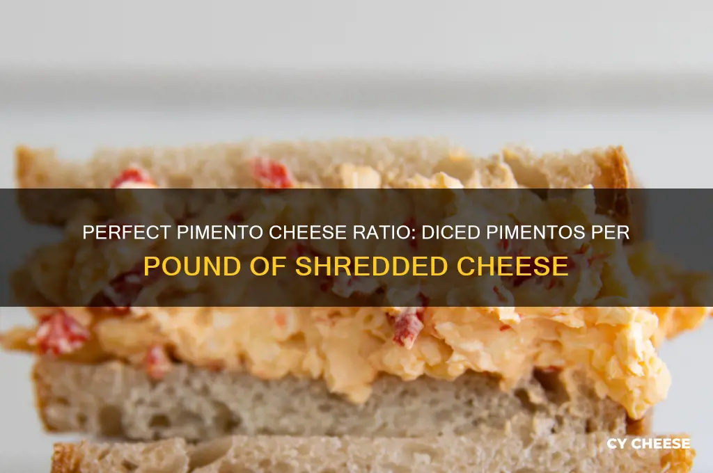 how many diced pimentos per pound of shredded cheese