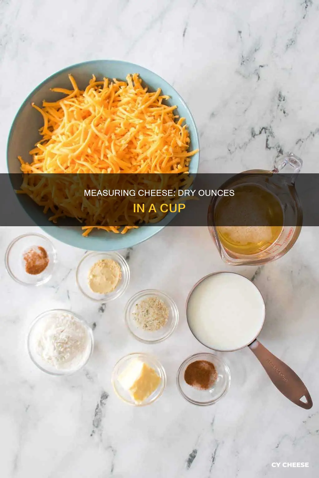 how many dry ounces in a cup of cheese