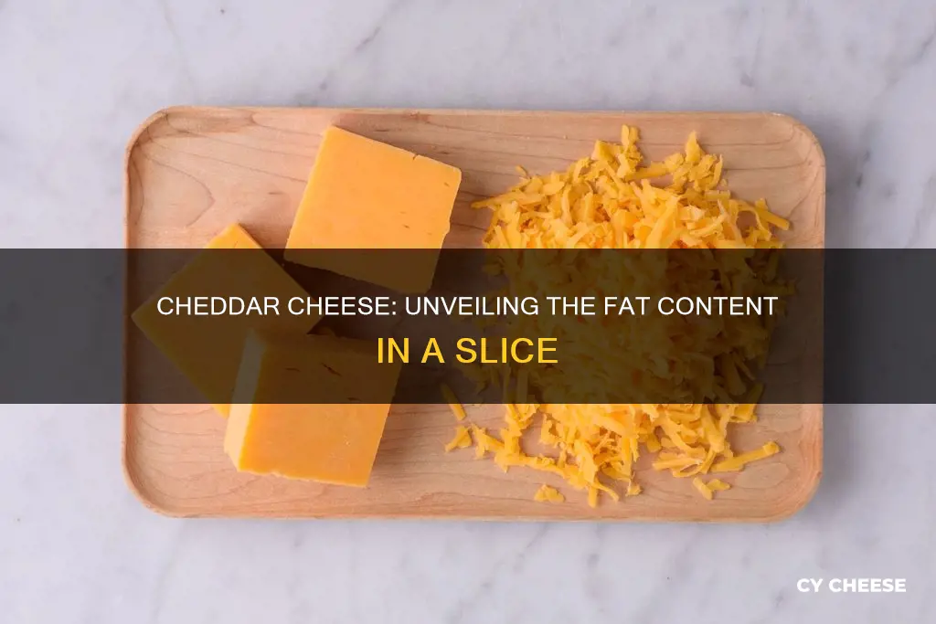 how many fat grams in a slice of cheddar cheese