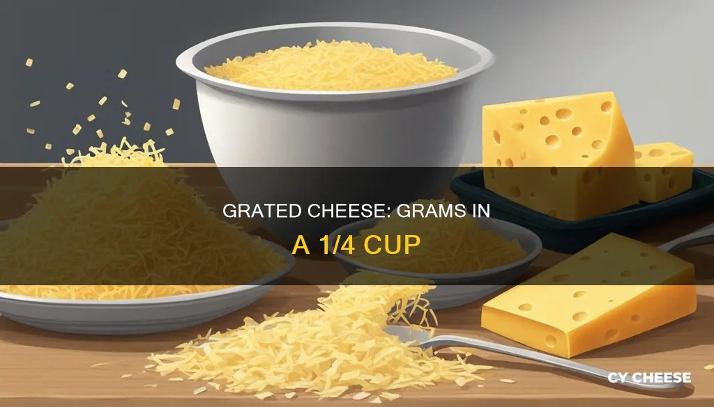 how many grams in 1 4 cup grated cheese