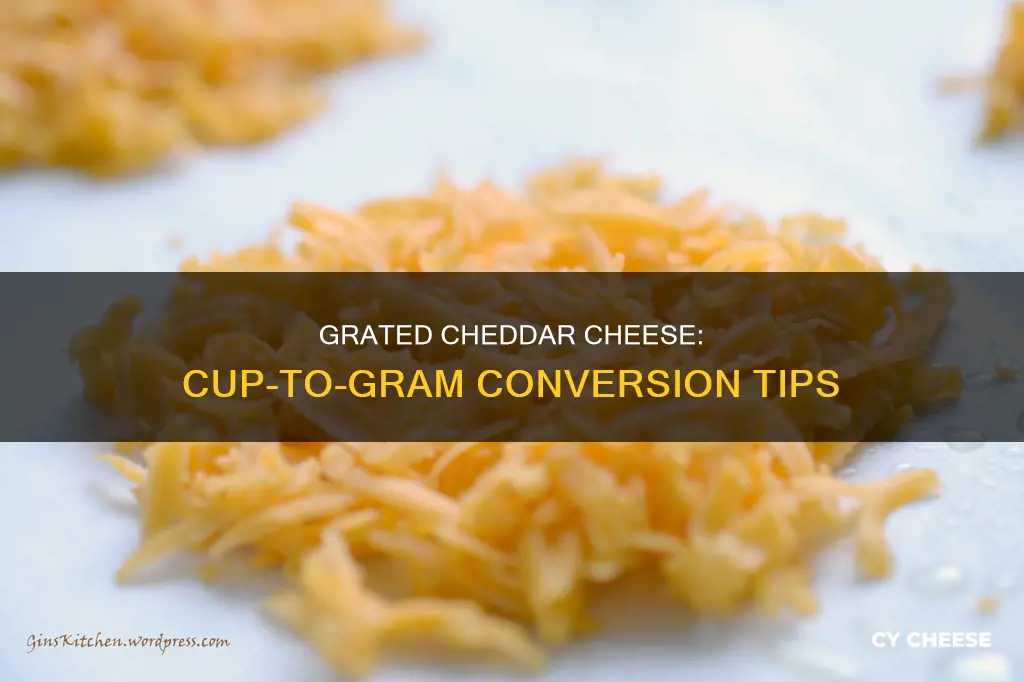 how many grams in 1 cup grated cheddar cheese