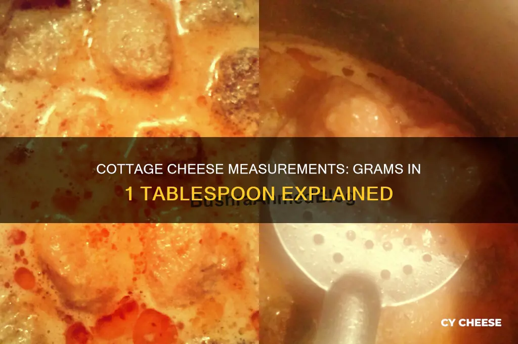 how many grams in 1 tbsp cottage cheese