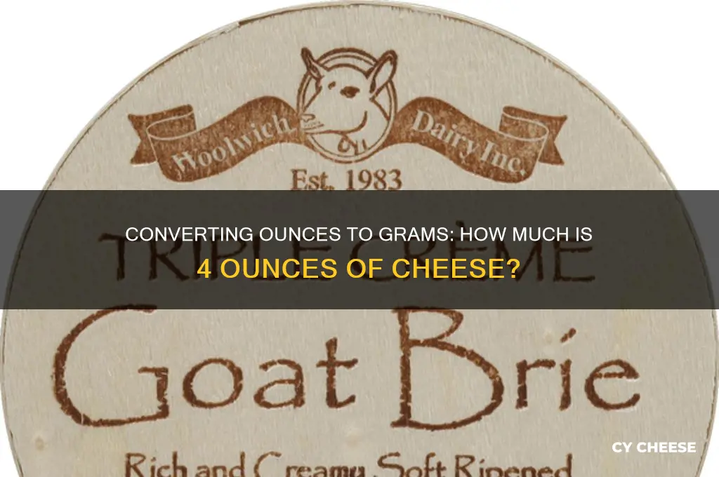 how many grams in 4 ounces of cheese