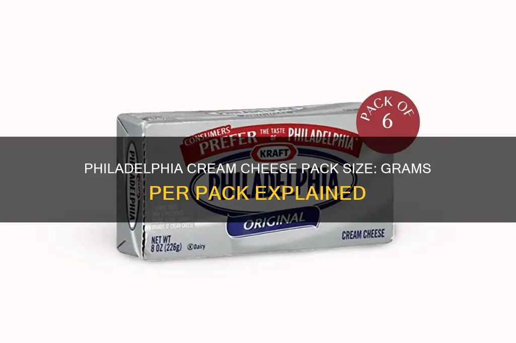 how many grams in a pack of philadelphia cheese