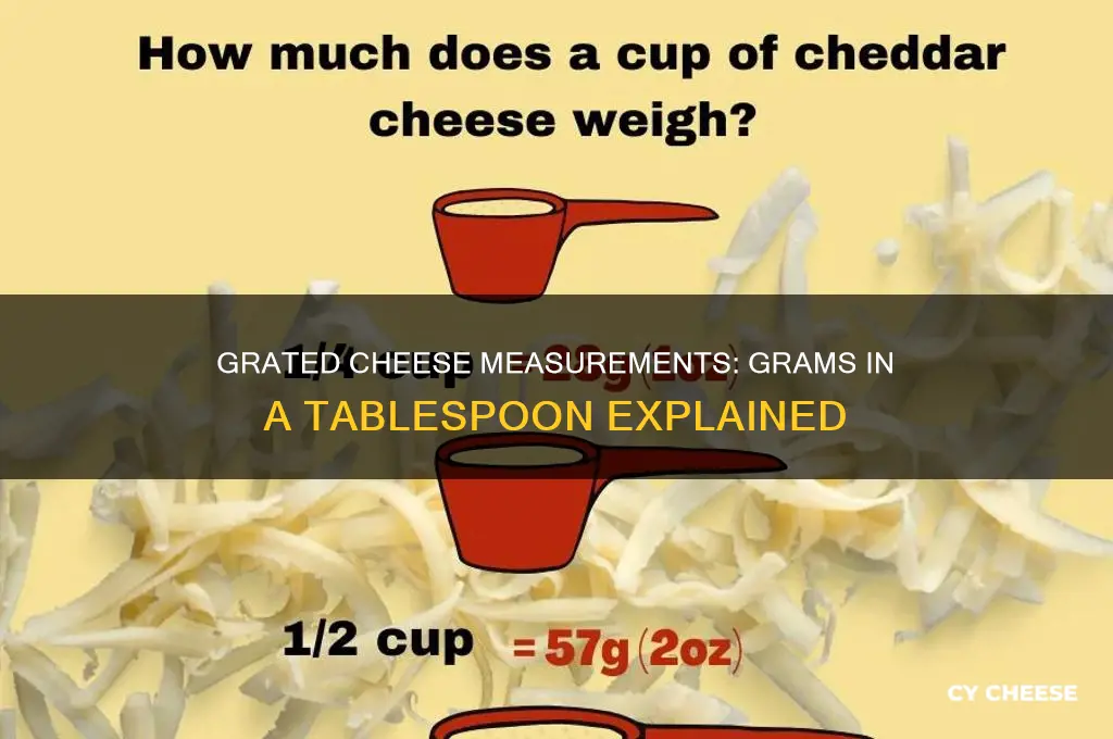 how many grams in a tablespoon of grated cheese