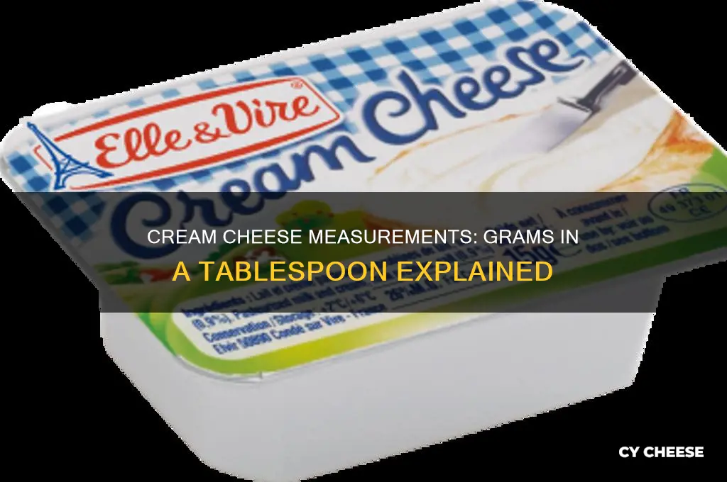 how many grams in tabelspoon of creem cheese