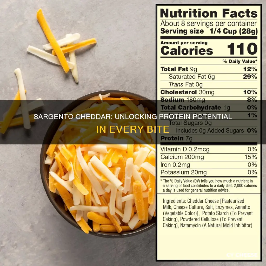 how many grams of protein sargento shredded cheddar cheese