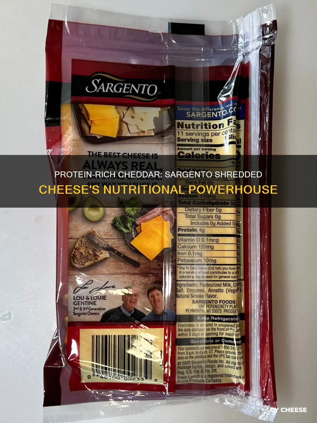 how many grams of protein sargento shredded cheddar cheese