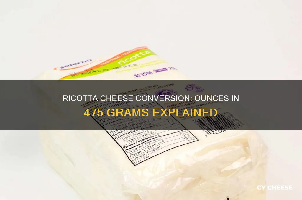 how many ounces in 475 grams of ricotta cheese