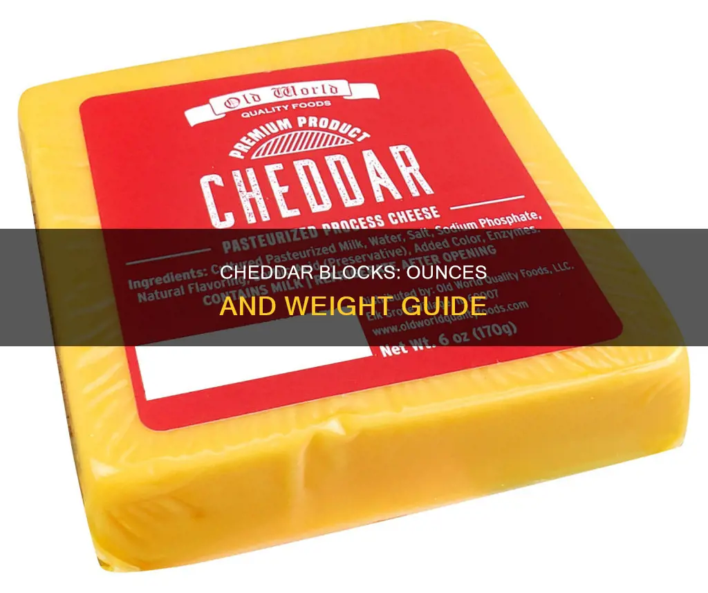 how many ounces in a block of cheddar cheese