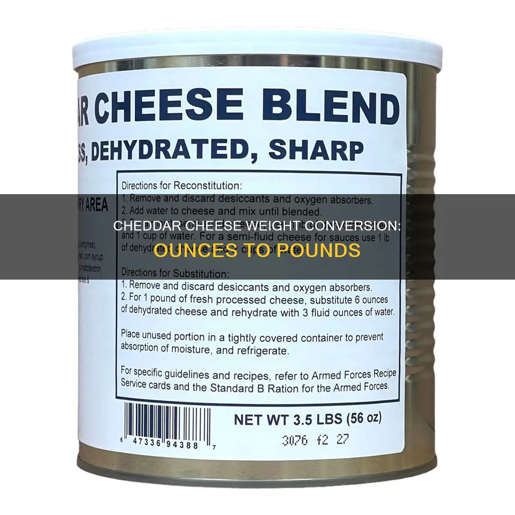 how many ounces is 1 pound of cheddar cheese