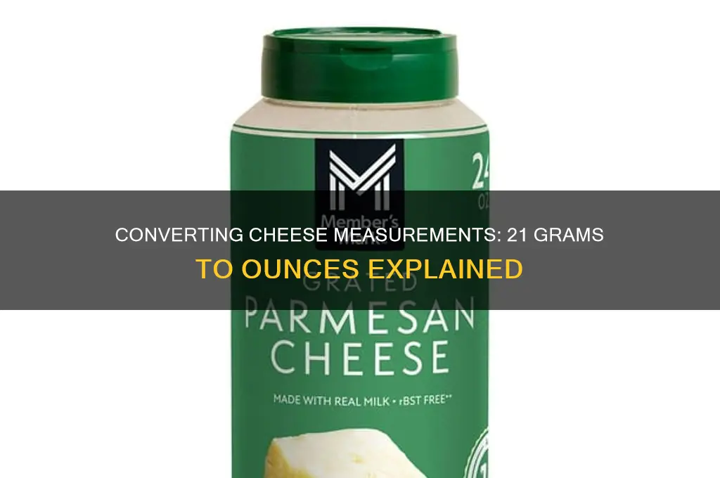 how many ounces is 21 grams of cheese
