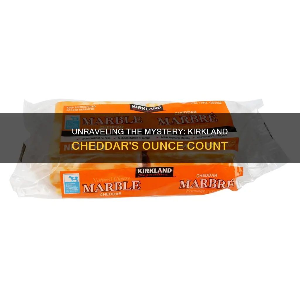 how many ounces is one kirkland cheddar cheese slice