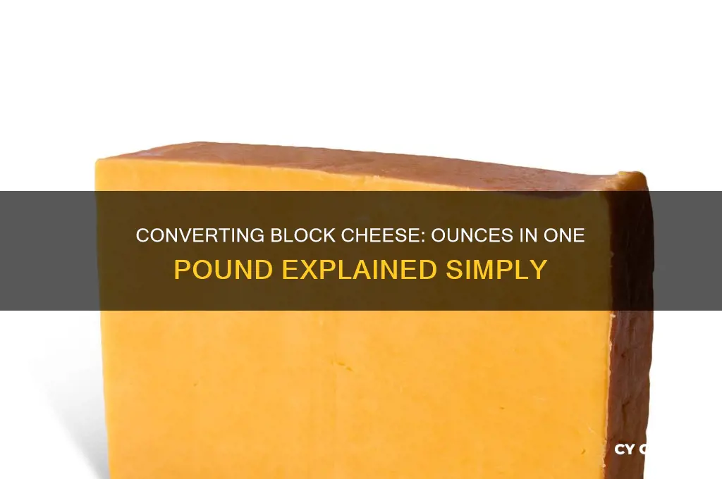 how many ounces is one pound of block cheese