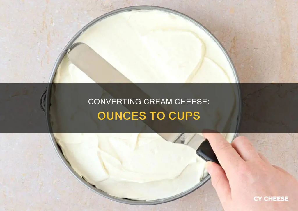 how many ounces of bcream cheese equals one half cup