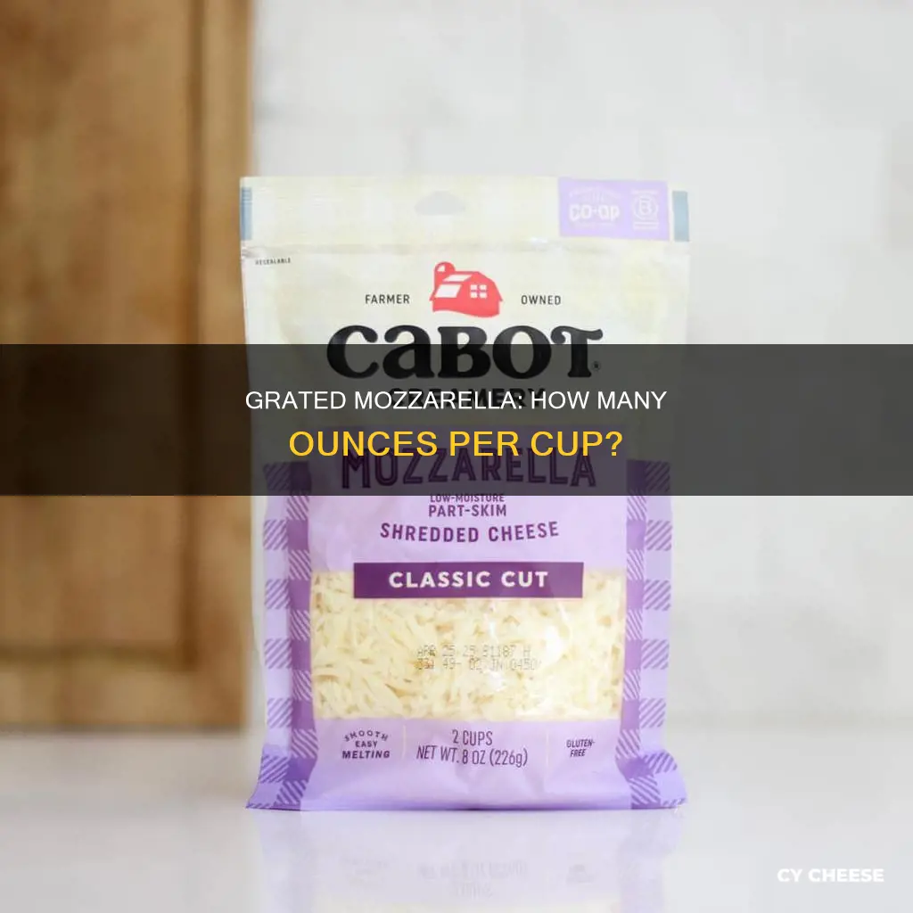 how many oz in 1 cup mozzerella cheese grated