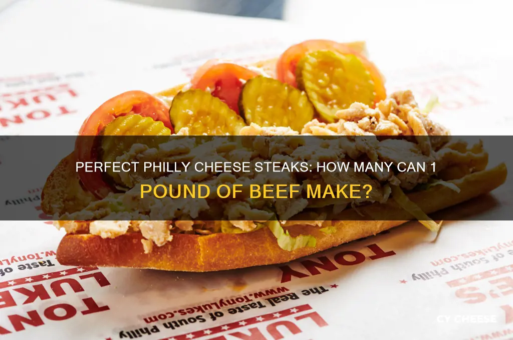 how many philly cheese steaks from 1 pound beef
