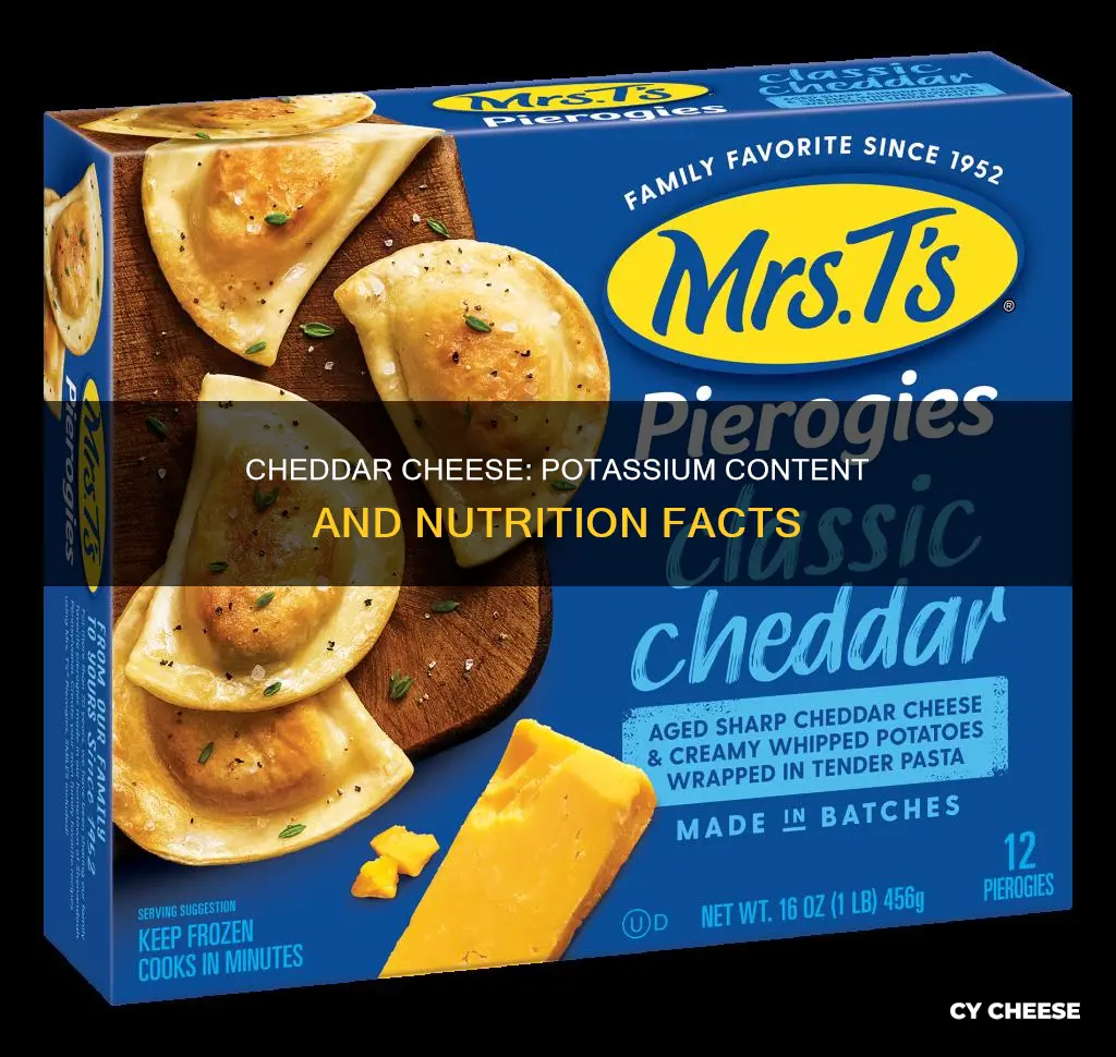 how many potassium in cheddar cheese