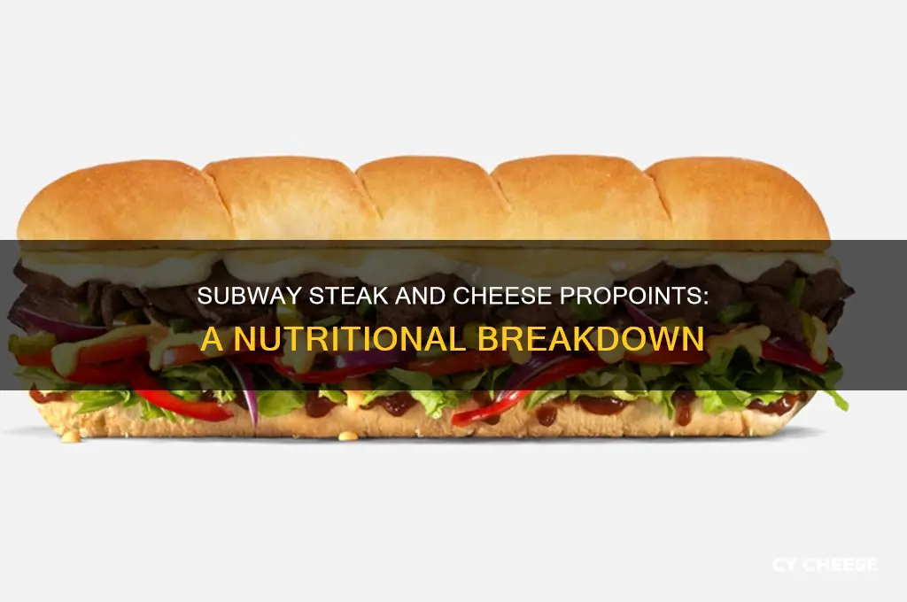 how many propoints in subway steak and cheese
