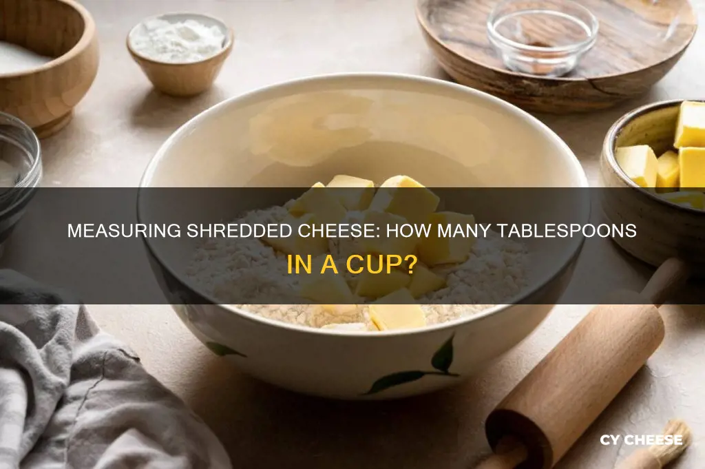 how many tablespoon in 1 4 cup shredded cheese