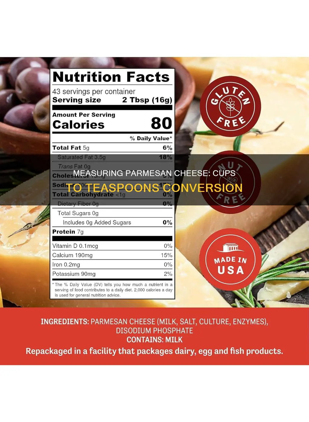 how many tsp in 1 2 cup of parmesan cheese