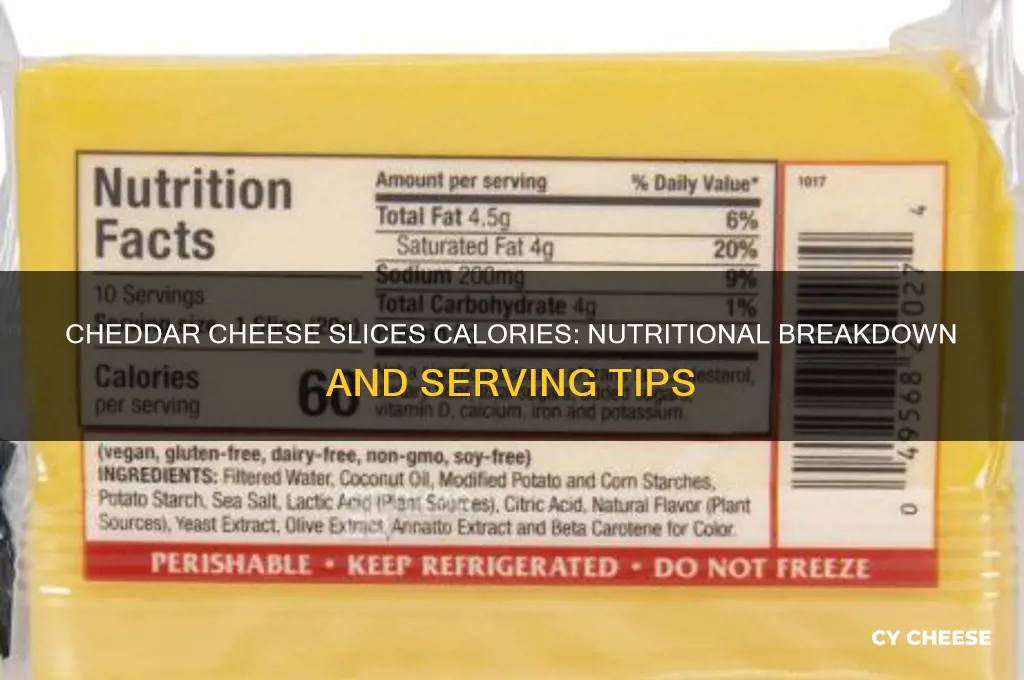 how much calories in a cheddar cheese slices