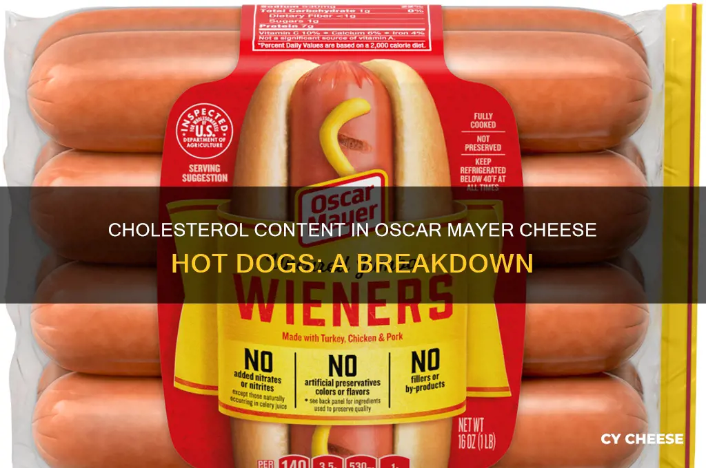 how much cholesterol in one oscar mayer cheese hot dog