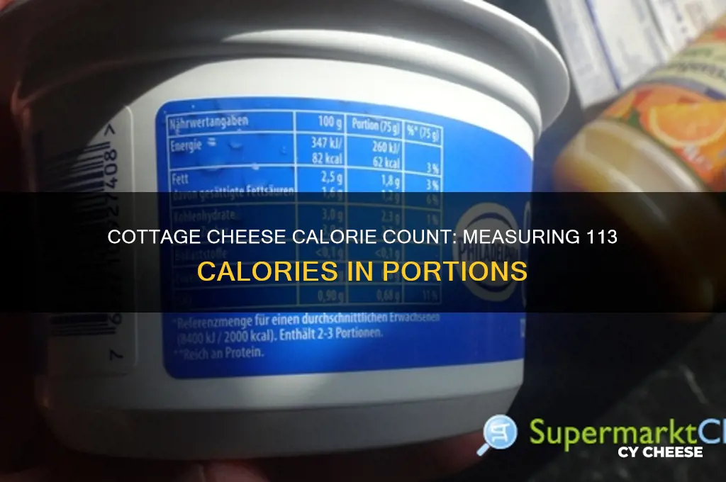 how much cottage cheese equals 113 calories