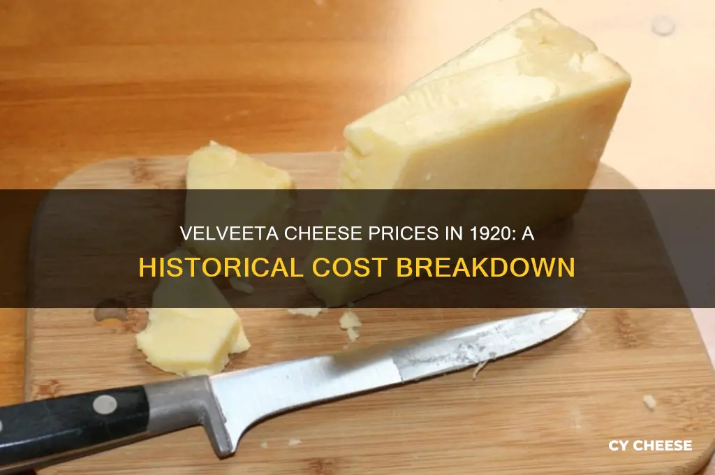 how much did velveeta cheese cost in 1920