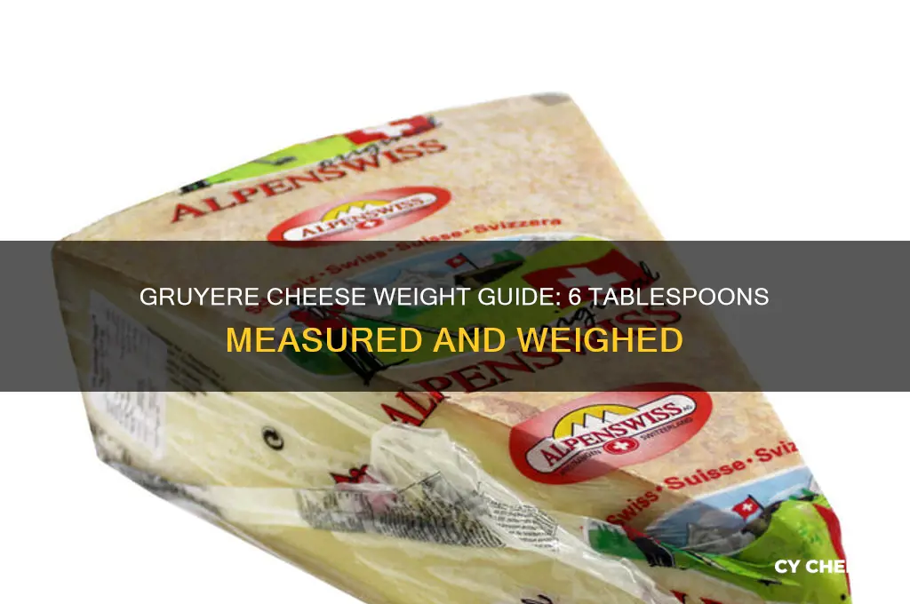 how much does 6 tablespoons of gruyere cheese weigh