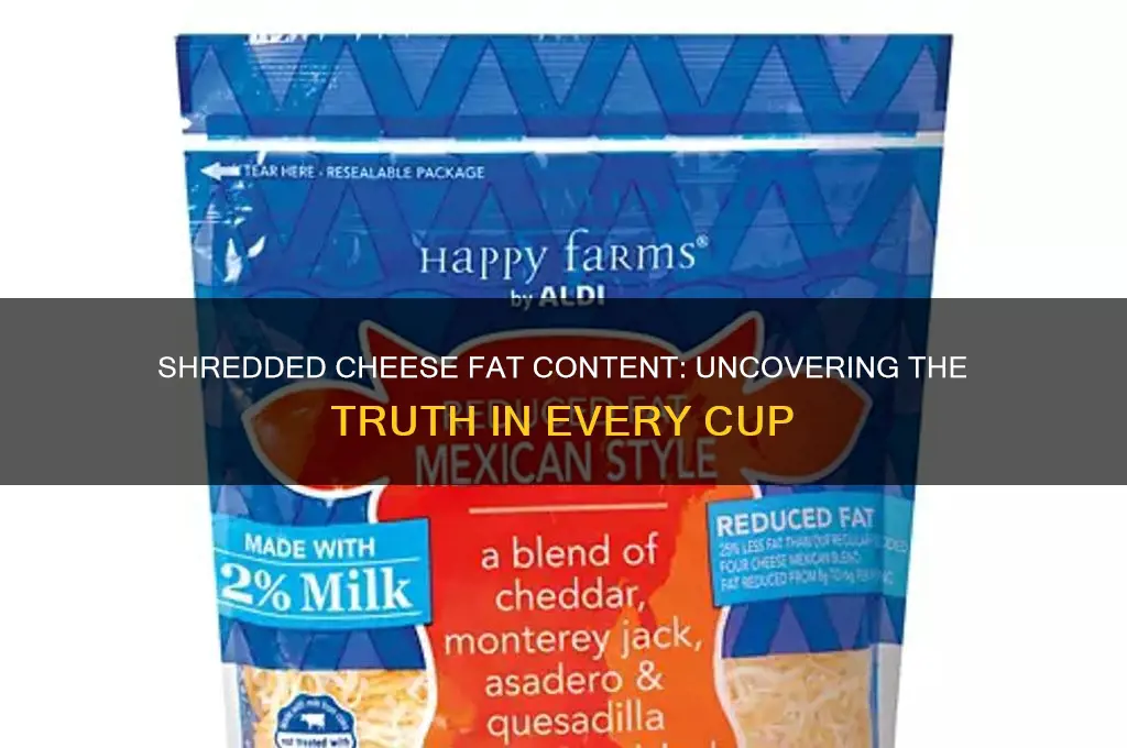 how much fat in a cup of shredded cheese