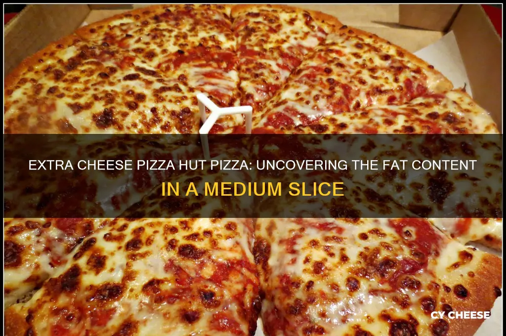 how much fat in medium pizza hut pizza extra cheese