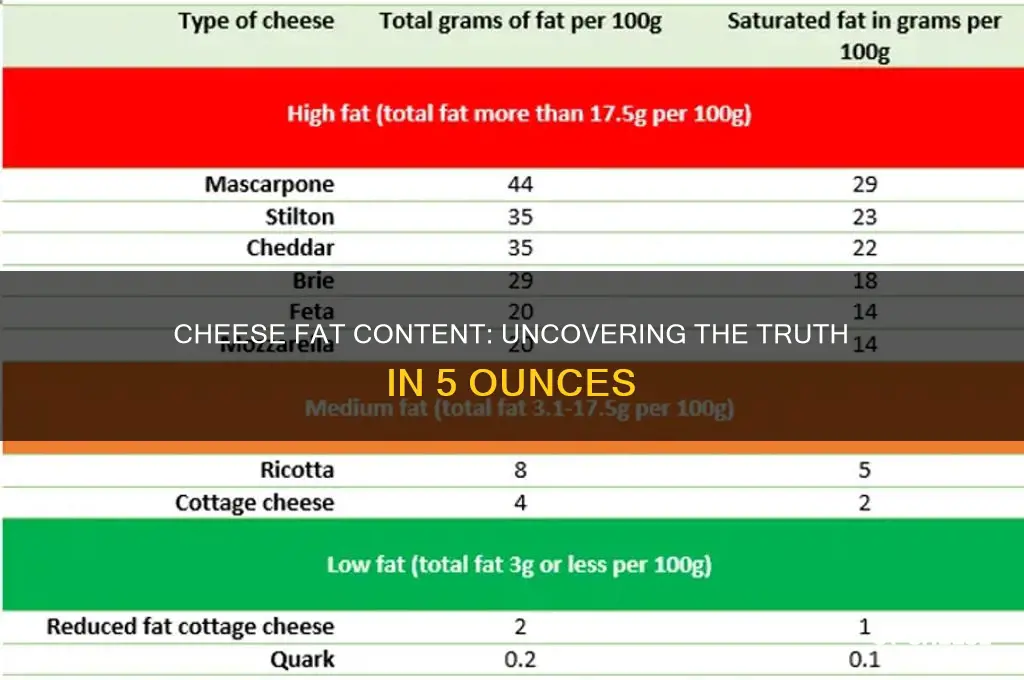 how much fat is in 5 oz of cheese