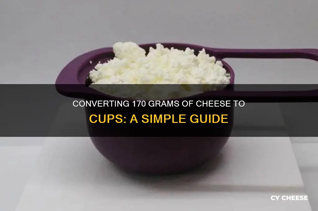 how much is 170 grams of cheese in cups