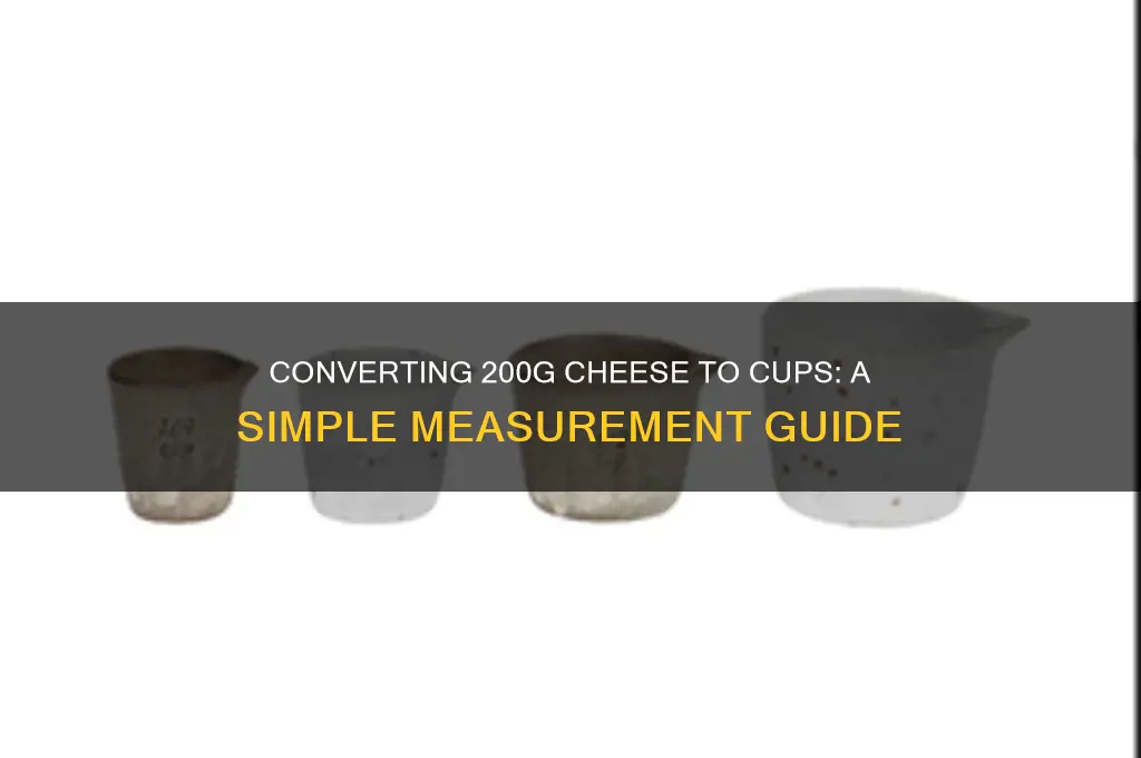 how much is 200g cheese in cups