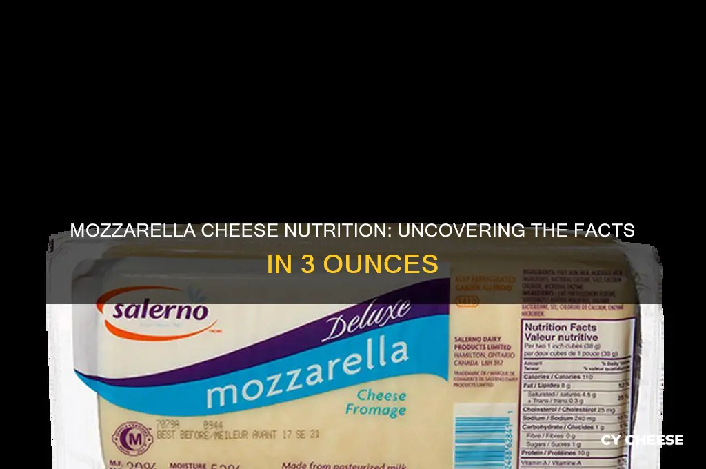 how much is 3 ounces of mozz cheese nutrition