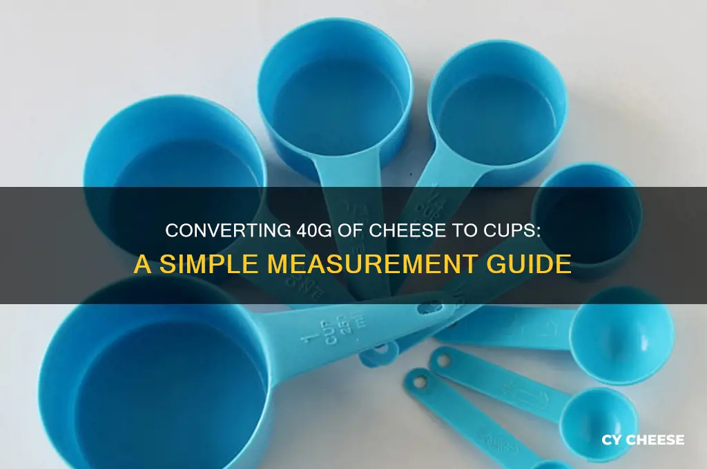 how much is 40g of cheese in cups